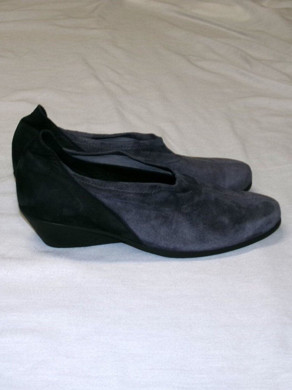 Arche Black Gray Colorblock Suede Wedge Pumps Comfort Shoes EU 37 US 6